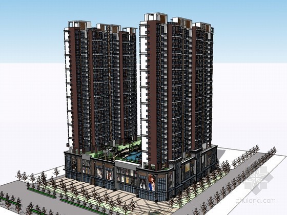 12层商住综合楼建筑设备资料下载-高层商住综合楼SketchUp模型下载
