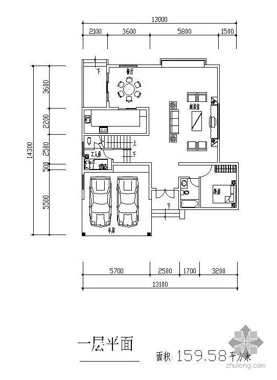 160建筑户型图资料下载-三层独栋别墅户型图(160/128/75)