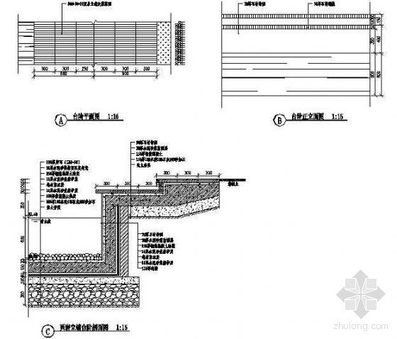 台阶铺装细节处理资料下载-页岩立铺台阶详图