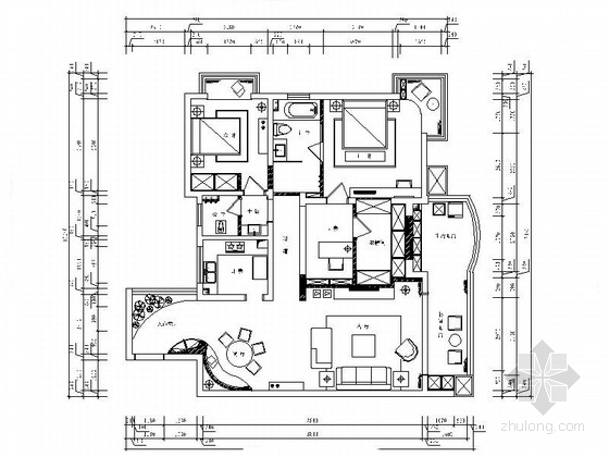 港式装修客厅效果图资料下载-港式现代三居室住宅设计装修图（含效果）