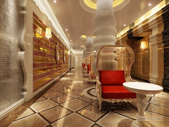 酒店走廊地毯贴图资料下载-时尚休闲走廊3D模型下载