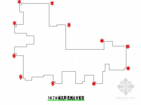 [深圳]超高层住宅小区施工测量方案-沉降观测点布置示意图 