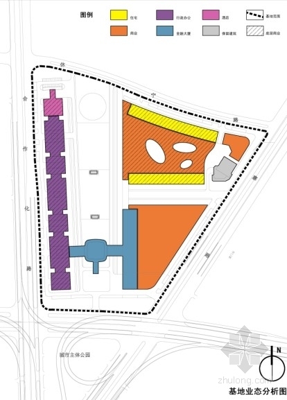 [安徽]某城市综合体规划设计方案文本（含CAD、动画）-基地业态分析图