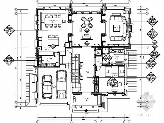 家庭影音室CAD节点资料下载-[北京]精品自然花园区现代典雅两层别墅室内装修施工图（含效果）