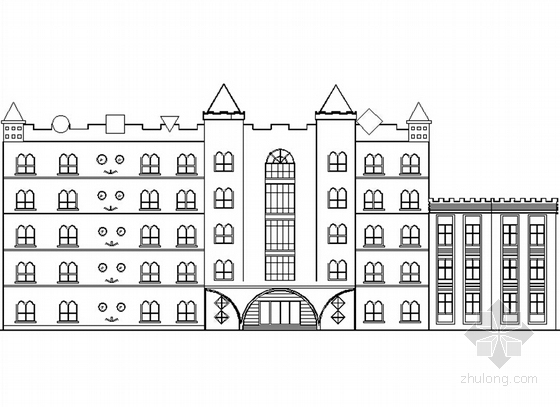 幼儿园及宿舍建筑施工图资料下载-五层现代风格幼儿园建筑施工图
