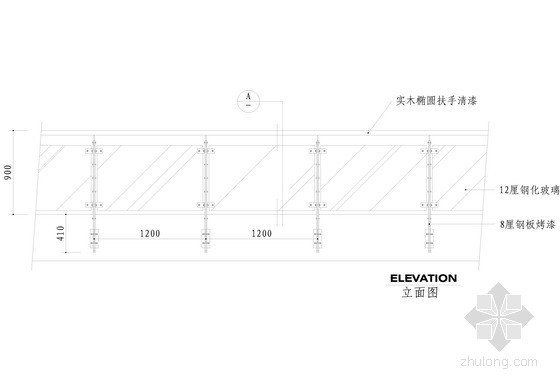 全玻璃栏杆图纸资料下载-玻璃直形栏杆节点详图