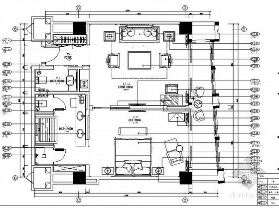 中式酒店卧室模型资料下载-[云南]中式豪华酒店套房室内装饰设计CAD施工图
