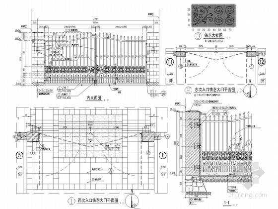 铁路施工项目大门资料下载-园林大门施工详图