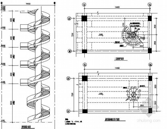 钢结构楼梯混凝土踏步节点资料下载-螺旋钢结构楼梯节点详图