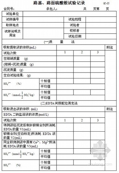 陕西靖安公路试验表资料下载-安徽省公路恢复和改建项目监理表格（试验表）