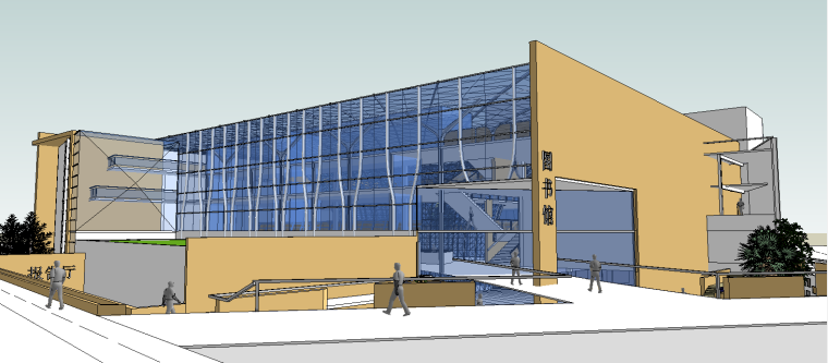 德国馆3dmax模型资料下载-武汉大学图书馆SU建筑模型