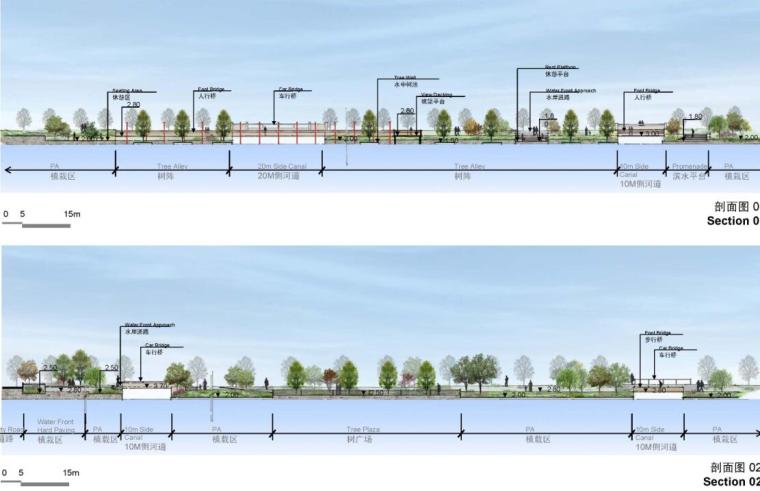 [浙江]东部滨水水岸景观初步方案设计-剖面图