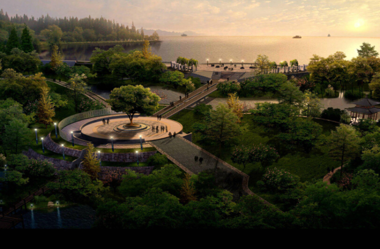 [陕西]汉中南湖景观设计方案（汉文化）-南湖景观设计——三国主题广场鸟瞰图