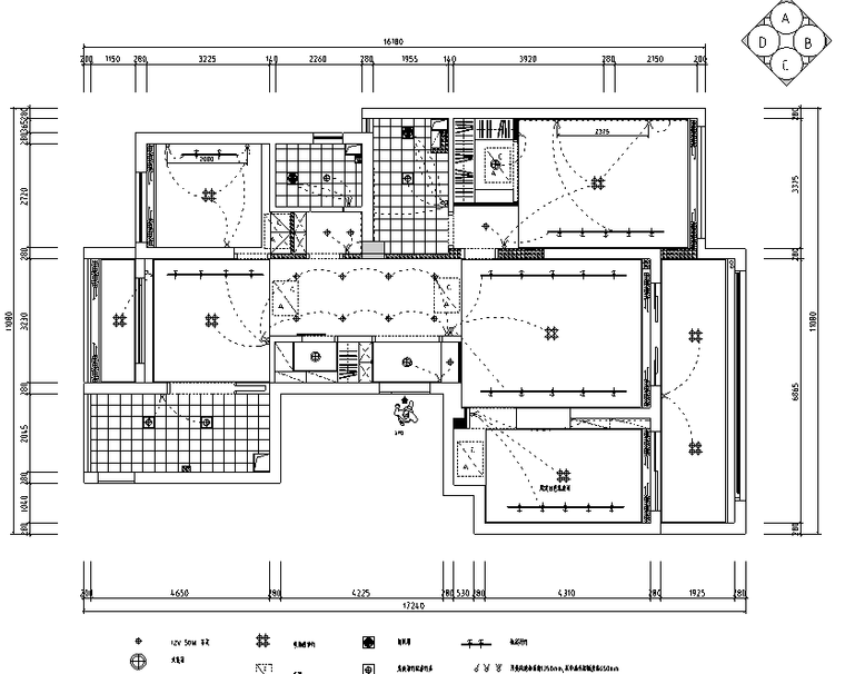 御河湾140平米现代简约住宅设计施工图（附效果图+3D模型）-开关布置图