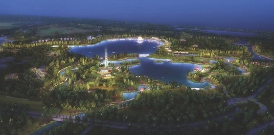 [上海]水源地生态郊外公园景观规划设计方案-鸟瞰效果图