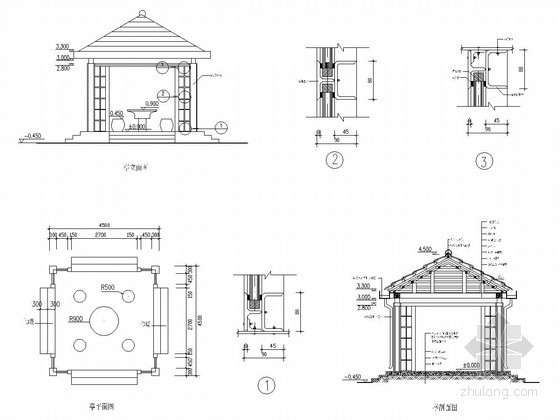 红砖亭子施工图资料下载-园林亭子施工图53例