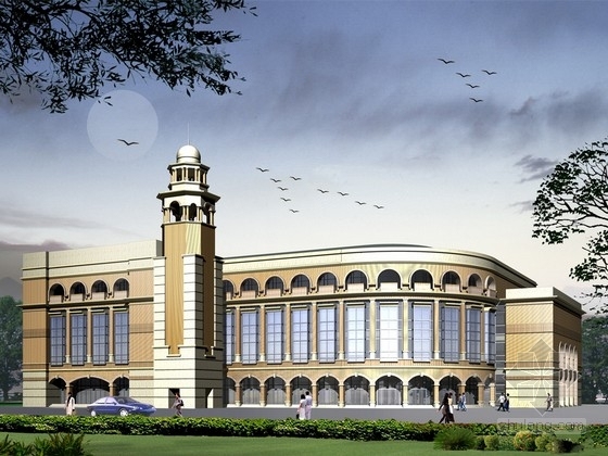 欧式古典建筑风格资料下载-[江苏]4层现代古典风格图书发行建筑设计方案文本
