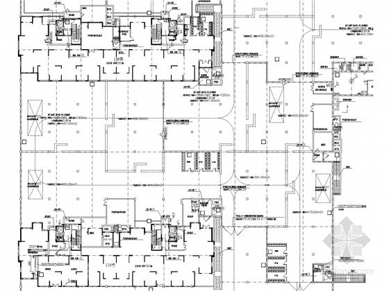 [安徽]住宅小区（含住宅、地下室、幼儿园、小学、菜场等）电气施工图-地下室接地平面图 