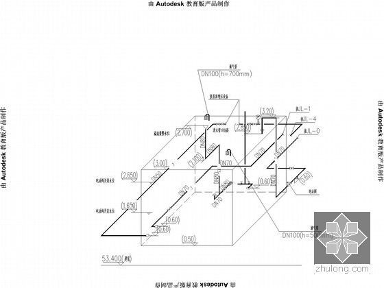 [上海]知名住宅小区给排水施工图-屋顶生活水箱间系统轴测图