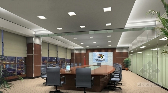 [浙江]三层网球中心室内装修CAD施工图（含效果）会议室效果图