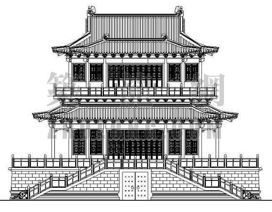中式风格古建筑四合院图纸资料下载-多层古建筑图纸