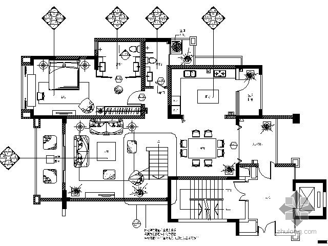 复式楼客厅楼梯设计图资料下载-[名师]中西合壁风格复式楼施工图