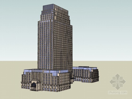 新古典办公楼建筑方案资料下载-新古典办公楼SketchUp模型下载