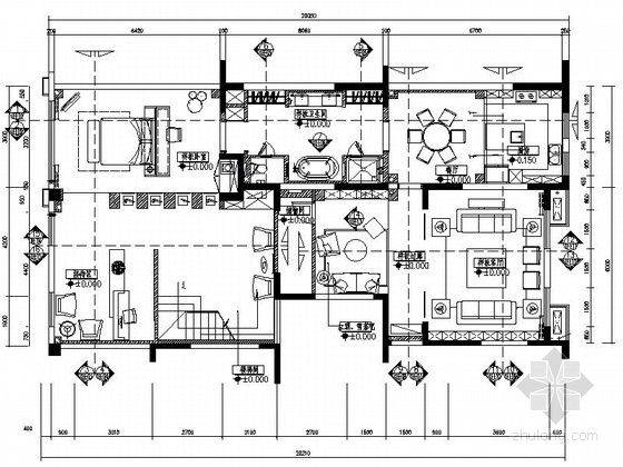 办公室CAD新中式资料下载-[广东]知名装饰公司新中式办公室装修施工图（含效果）
