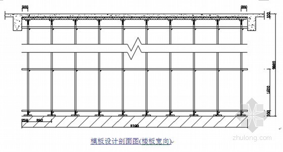 [浙江]框剪结构办公楼工程高支模工程施工方案(130页 附平面剖面图)-模板设计剖面图 