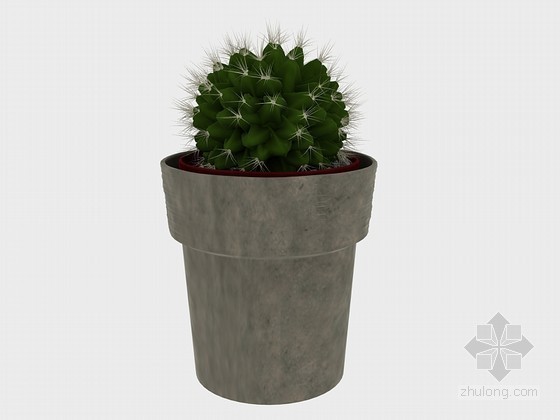 仙人掌盆栽植物资料下载-仙人球盆栽3D模型下载
