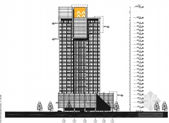 [北京]超高层核心筒结构商务办公楼建筑设计方案文本-超高层核心筒结构商务办公楼建筑立面图