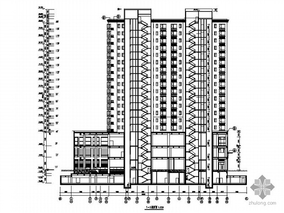 [深圳南山区]某十八层底商、顶层复式高层住宅楼建筑施工图- 