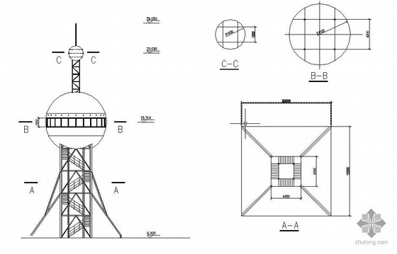 观光塔建筑施工图设计资料下载-某钢管观光塔结构设计图(含效果图)