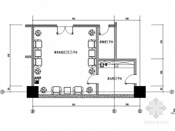 中式办公休息区资料下载-领导休息区室内装修图