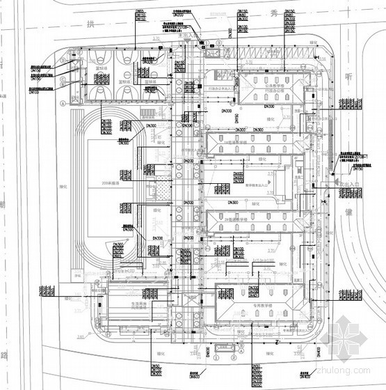 小学建筑群施工图资料下载-[上海]小学建筑群给排水施工图（雨水收集）