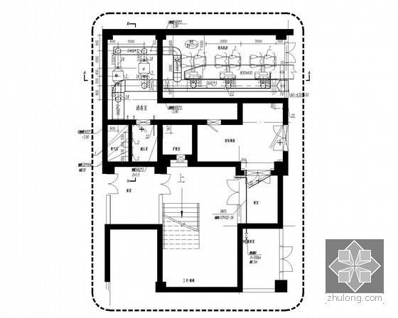 [江苏]办公楼舒适性空调及通风排烟系统设计施工图（智能感应送风）-机房平面图