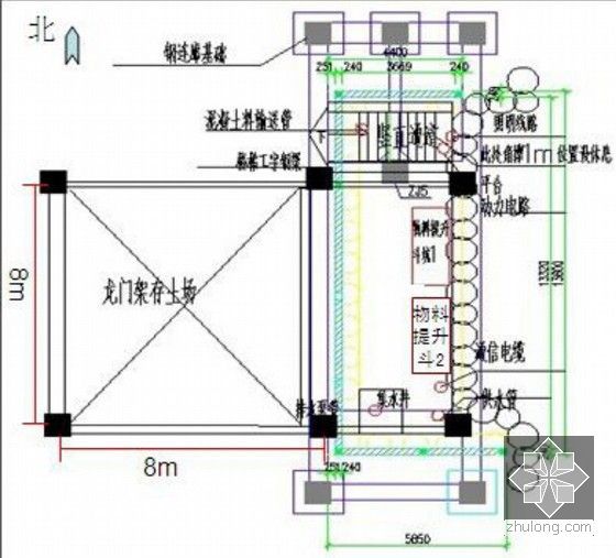 [北京]专家论证隧道33米深尺寸5.6X7.6m倒挂井壁法超深竖井施工方案93页-竖井平面布置图