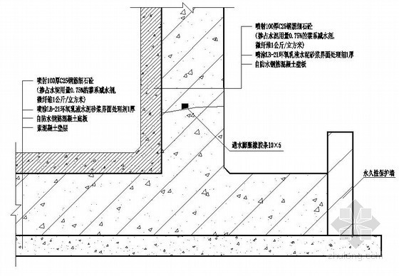 地下室顶板防水做法构造图资料下载-地下室背水面防水构造图