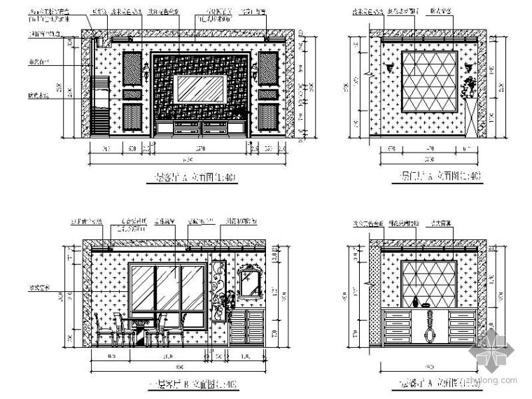 室内装饰客厅立面CAD图资料下载-新古典客厅立面图