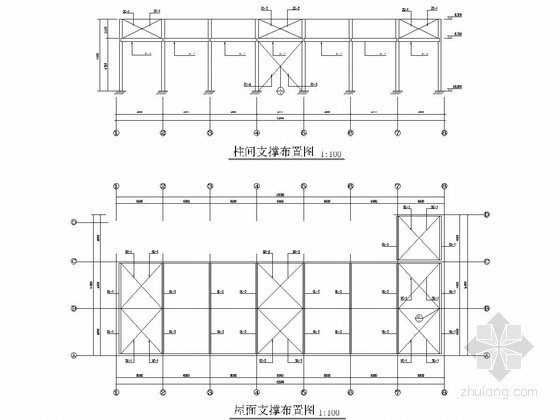[学士]单层钢结构厂房毕业设计（含建筑图 结构图 详细计算书）-柱间支撑布置图 