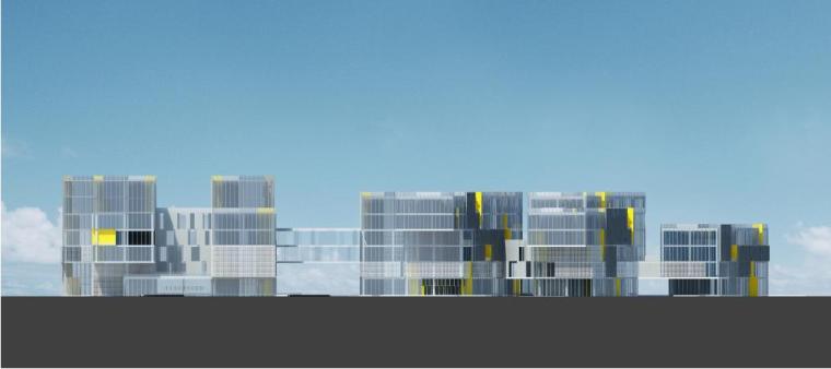 [天津]高层现代风格竖条形立面孵化办公室建筑设计方案文本-高层现代风格竖条形立面孵化办公室建筑立面图