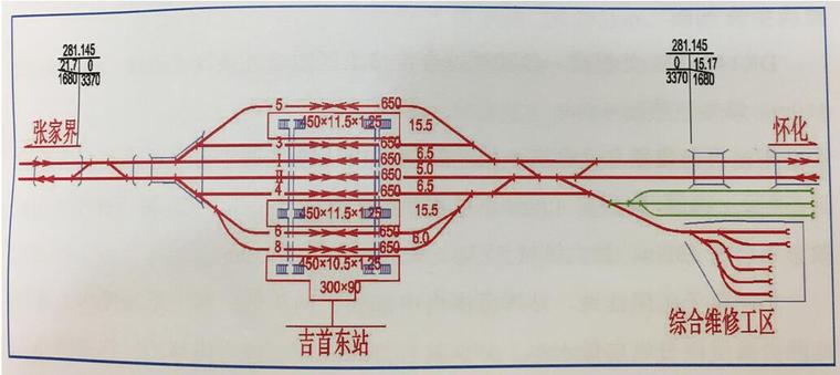 [湖南]新建350km/h高速铁路站前工程施工总价承包施工组织设计（技术标，1184页）-吉首东站示意图