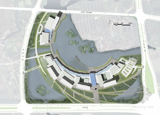 [浙江]现代风格医院概念规划设计方案文本（多方案比对）-医院概念规划设计方案平面图