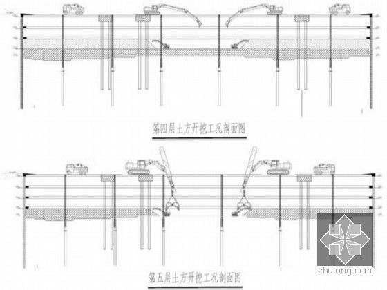 大厦基坑围护桩及土方开挖地基加固施工方案汇报材料-土方开挖剖面