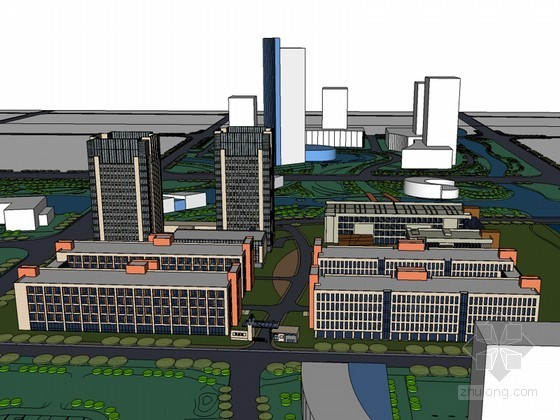 新加坡生态科技园设计资料下载-科技园建筑SketchUp模型下载