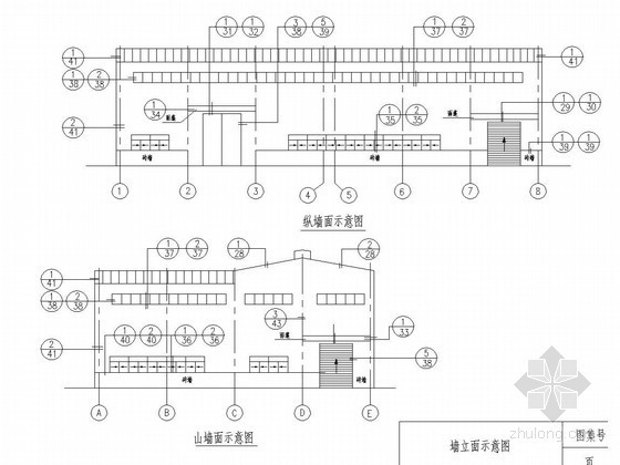 压型钢板屋面节点详图- 墙立面示意图