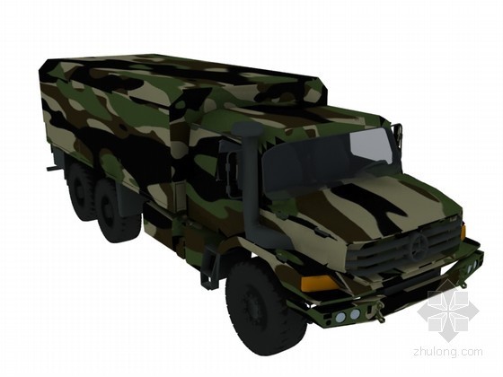 交通路障3d模型资料下载-军用卡车3D模型下载