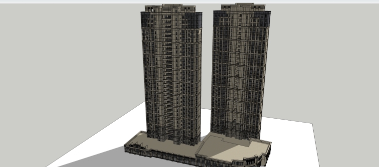 福州建筑模型资料下载-知名地产福州金融街商业SU模型