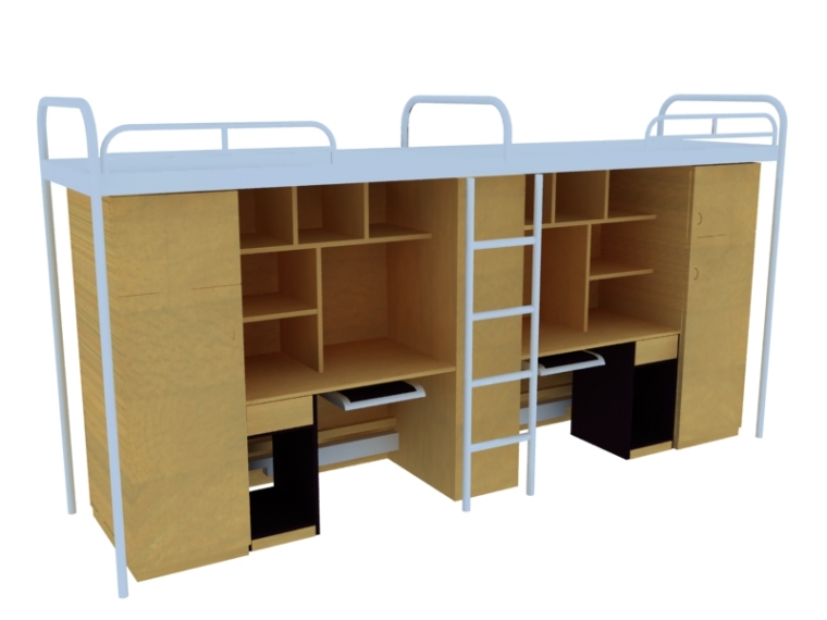 宿舍双层床cad资料下载-宿舍床3D模型下载