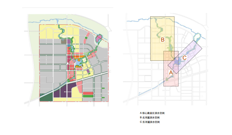 [河北]多元滨水空间景观带及中心水景区域规划设计方案-滨水空间设计框架